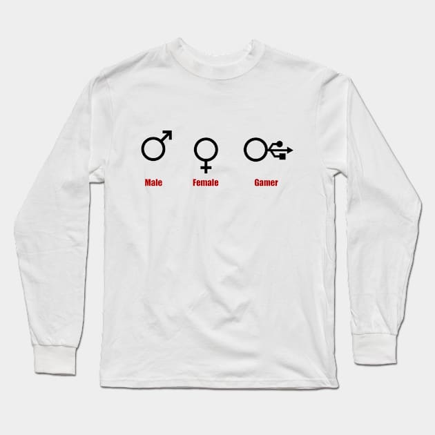 Male Female Gamer Long Sleeve T-Shirt by Printadorable